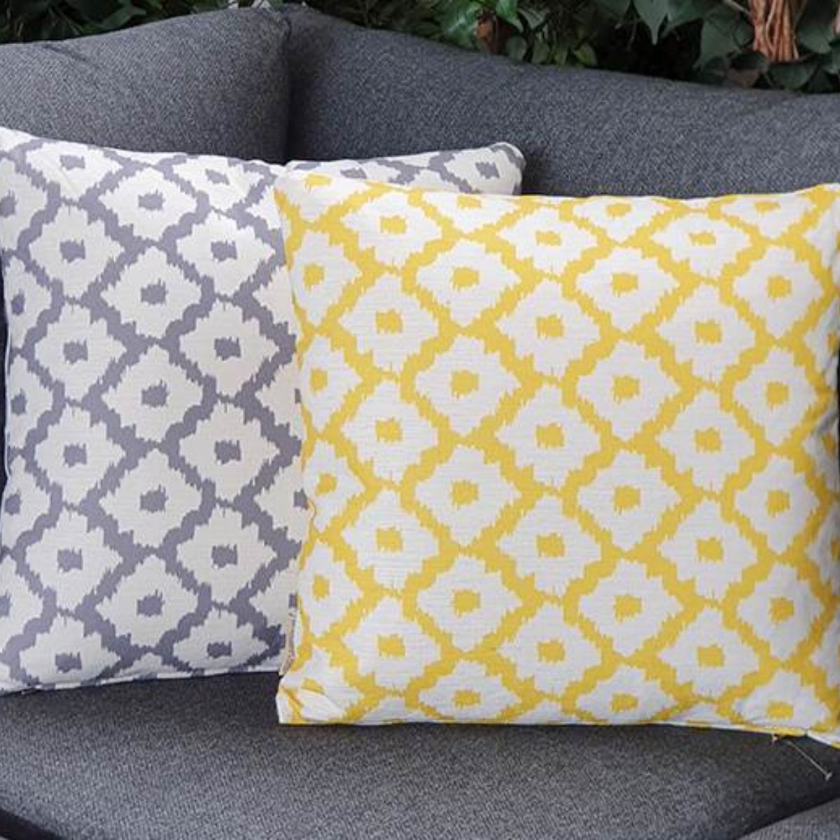 Lemon and on sale grey cushions
