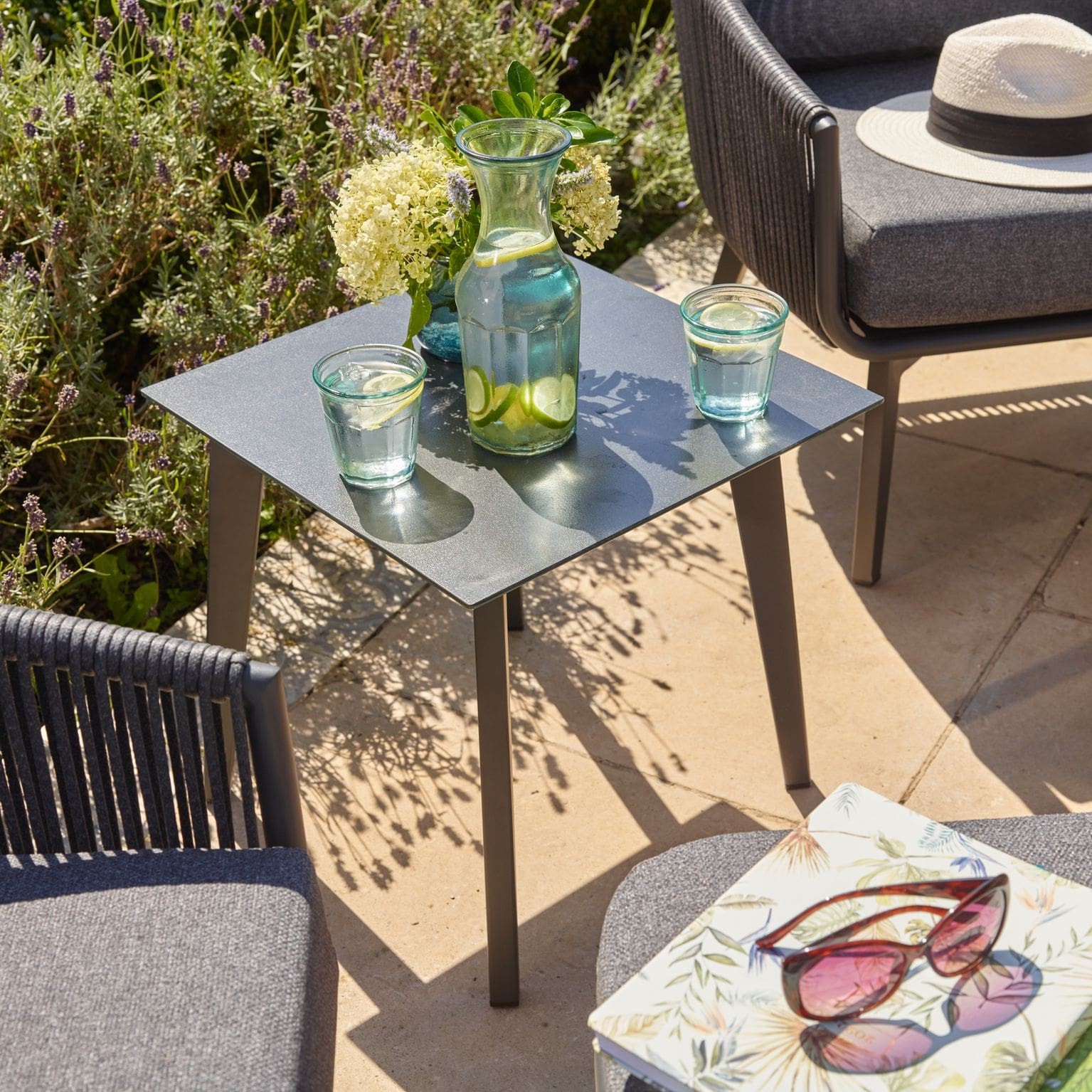 Bramblecrest Palermo Anthracite 2 Sofa Chairs With Footstools